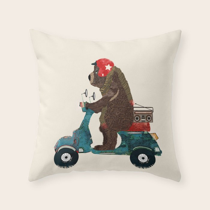 scooter bear Throw Pillow Gallery Image 6