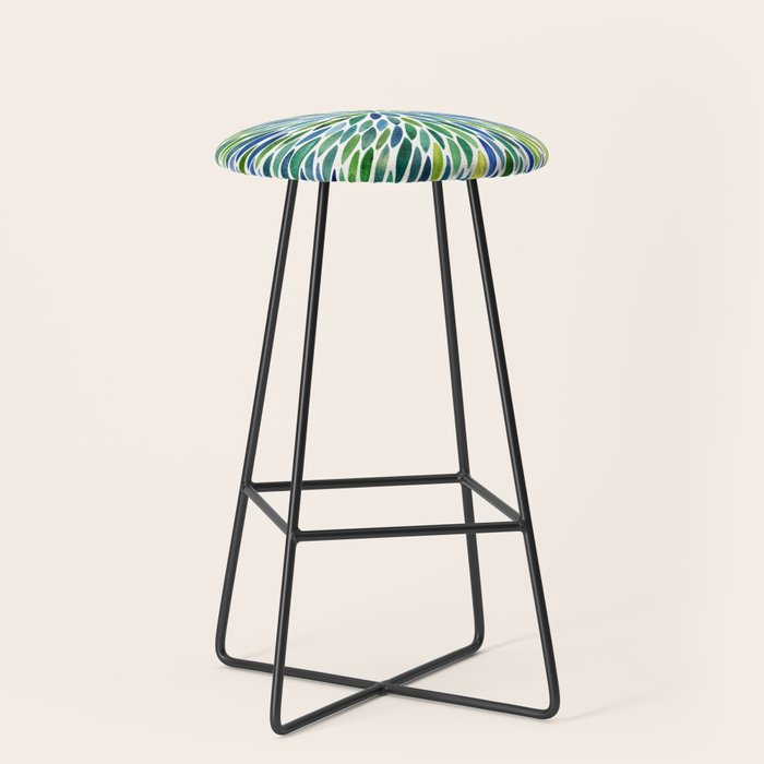 Watercolor Burst - Blue & Green Stool Gallery Image 1