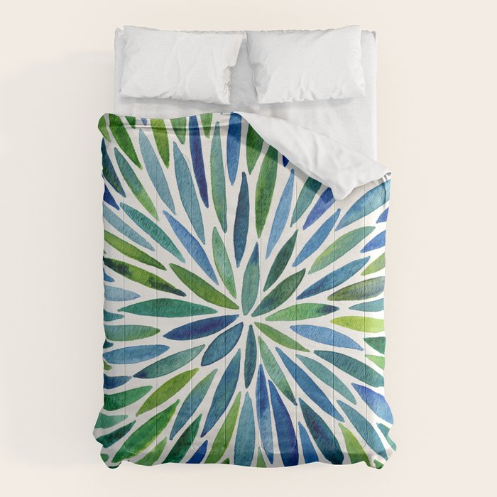 Watercolor Burst - Blue & Green Comforter Gallery Image 6