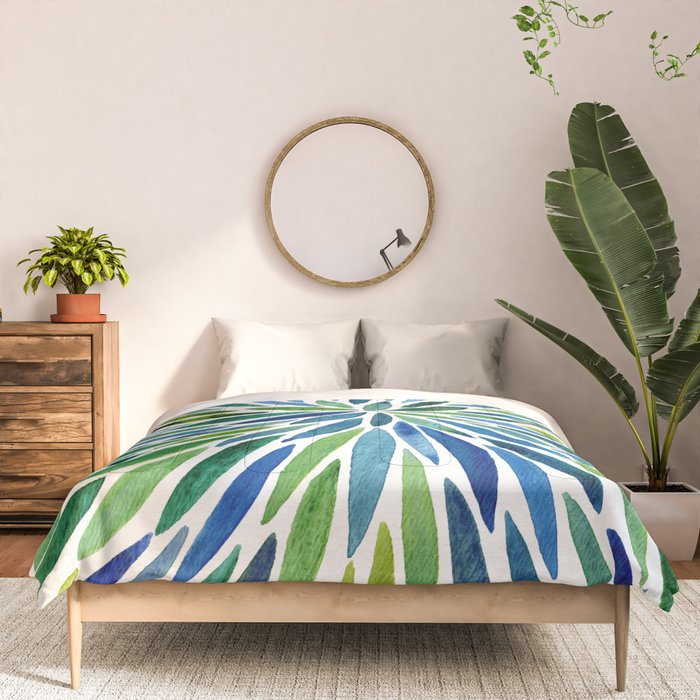 Watercolor Burst - Blue & Green Comforter Gallery Image 3