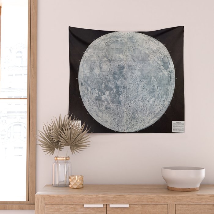 Vintage Lunar Moon Map, 1960s Wall Tapestry Gallery Image 2