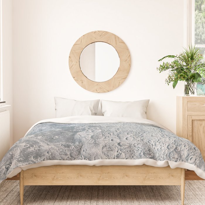 Vintage Lunar Moon Map, 1960s Duvet Cover Gallery Image 3