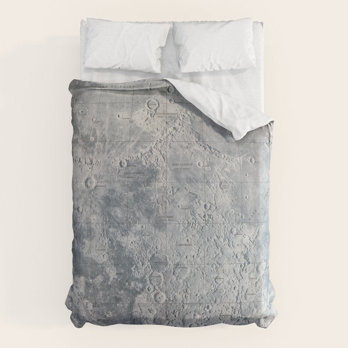 Vintage Lunar Moon Map, 1960s Duvet Cover Gallery Image 6