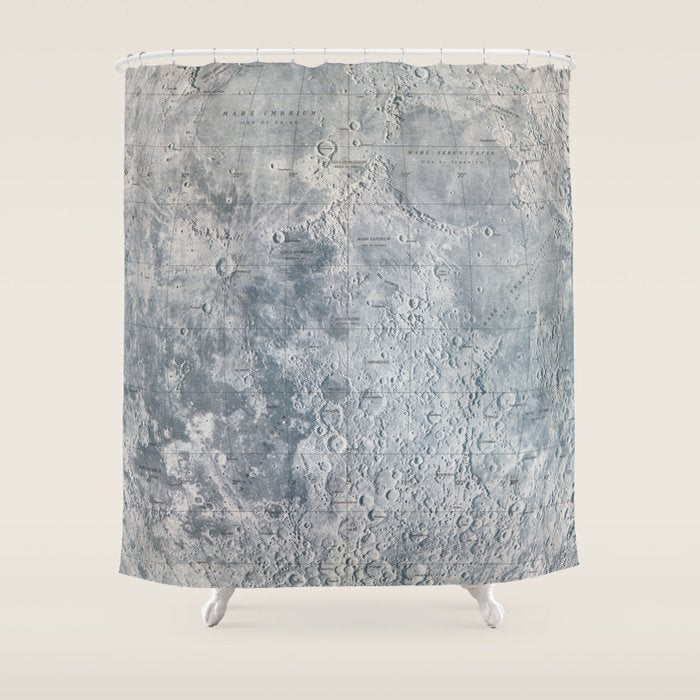 Vintage Lunar Moon Map, 1960s Shower Curtain Gallery Image 1