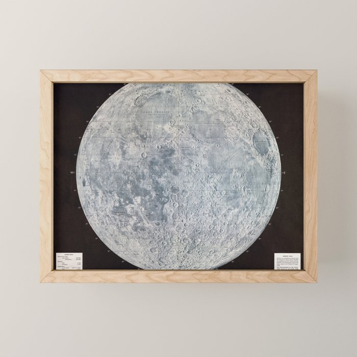 Vintage Lunar Moon Map, 1960s Mini Art Print Gallery Image 1