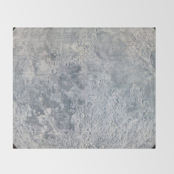 Vintage Lunar Moon Map, 1960s Throw Blanket Gallery Image 2