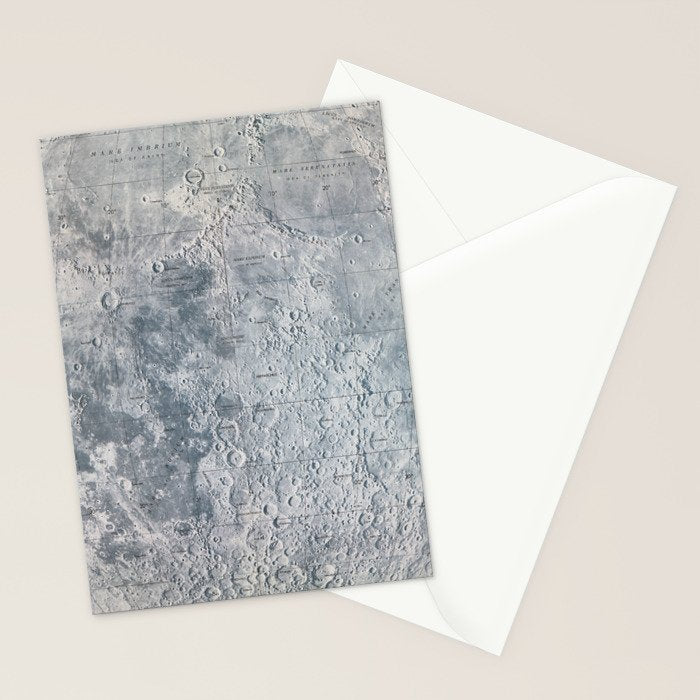 Vintage Lunar Moon Map, 1960s Stationery Card Gallery Image 2
