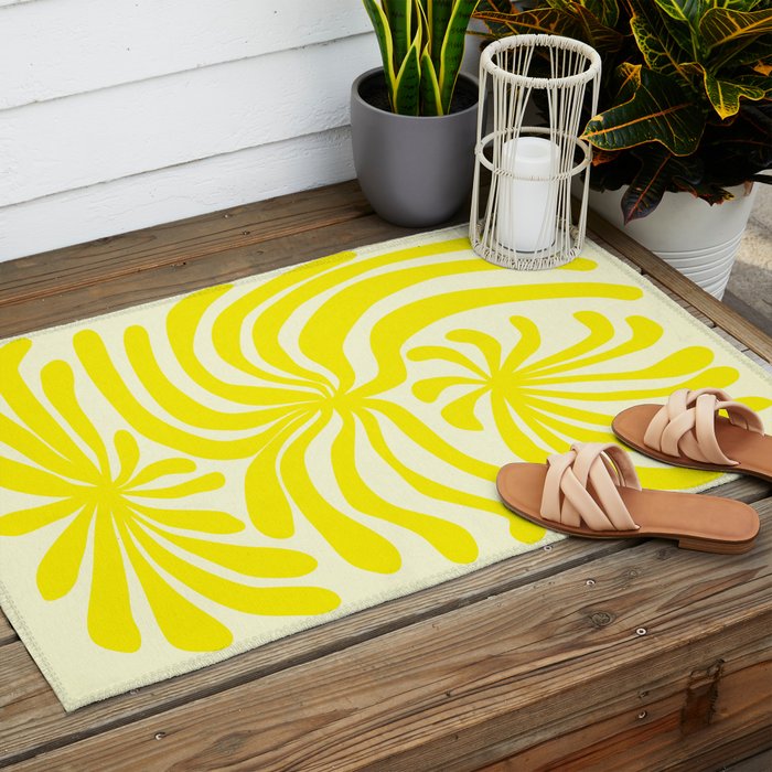 abstract blossom flower-yellow Outdoor Rug Gallery Image 2