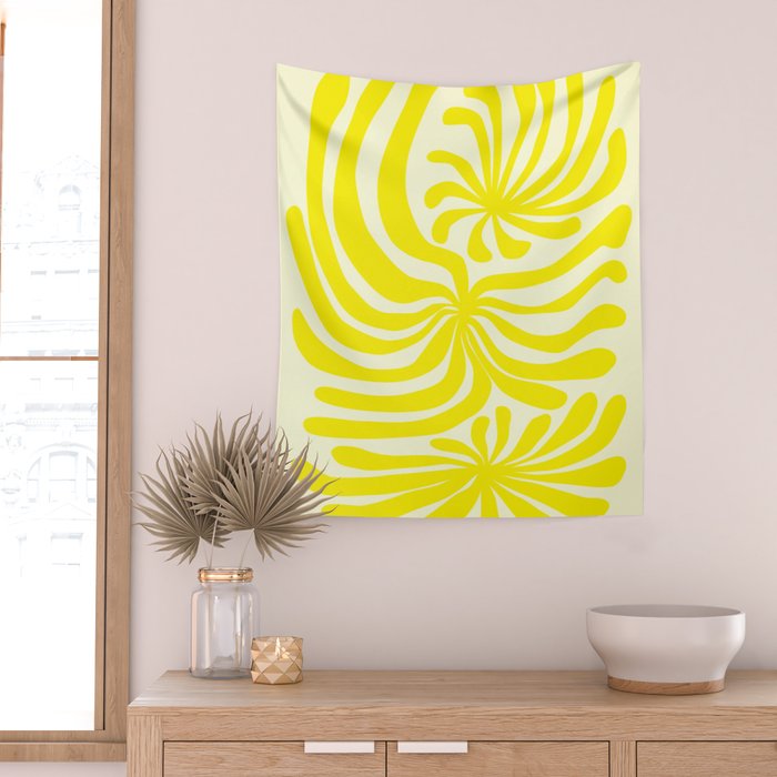 abstract blossom flower-yellow Wall Tapestry Gallery Image 2