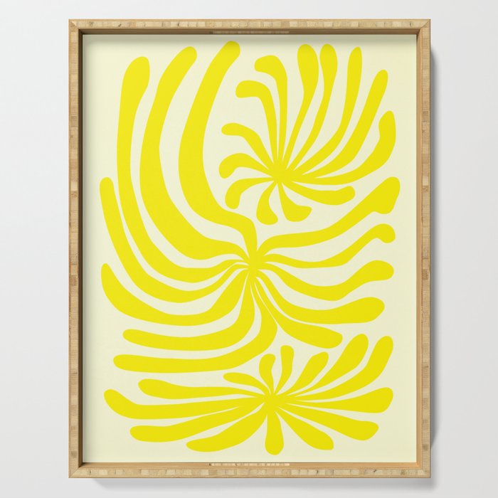 abstract blossom flower-yellow Serving Tray Gallery Image 1
