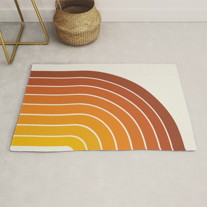 Gradient Arch IX Retro Orange Mid Century Modern Rainbow Rug Gallery Image 1