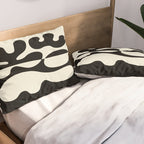 Mid Century Modern Organic Abstraction 235 Black and Ivory White Pillow Sham Gallery Image 2