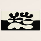 Mid Century Modern Organic Abstraction 235 Black and Ivory White Desk Mat Gallery Image 3