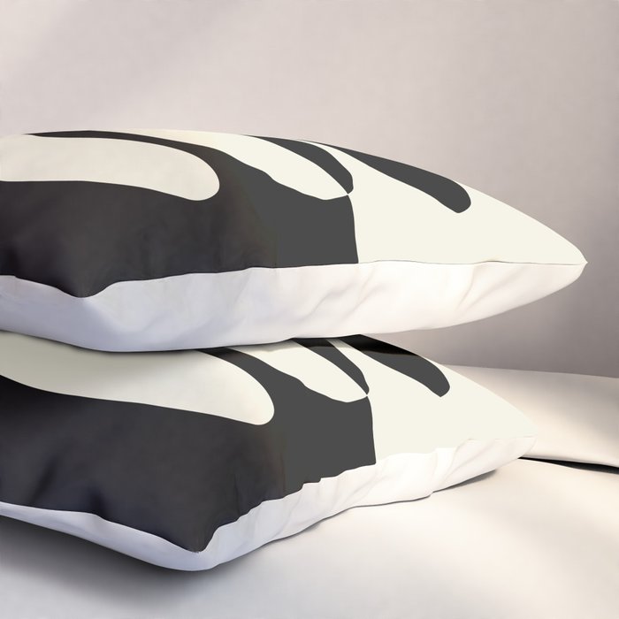 Mid Century Modern Organic Abstraction 235 Black and Ivory White Pillow Sham Gallery Image 3