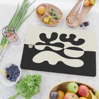 Mid Century Modern Organic Abstraction 235 Black and Ivory White Cutting Board Gallery Image 2