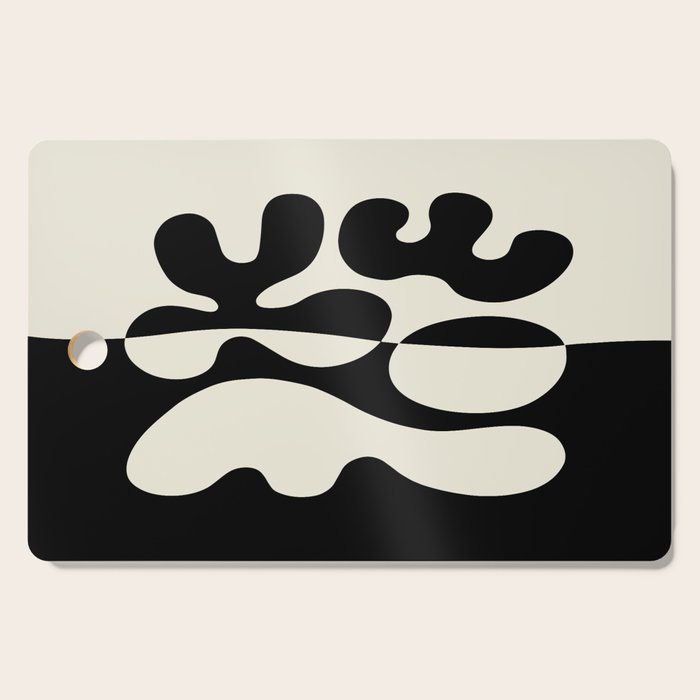 Mid Century Modern Organic Abstraction 235 Black and Ivory White Cutting Board Gallery Image 1