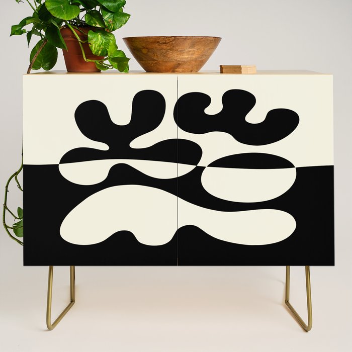 Mid Century Modern Organic Abstraction 235 Black and Ivory White Credenza Gallery Image 1