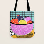 Crucial - modern pop art throwback neon miami memphis design geometric grid fruit food art print Tote Bag Gallery Image 1