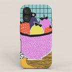 Crucial - modern pop art throwback neon miami memphis design geometric grid fruit food art print iPhone Case Gallery Image 1