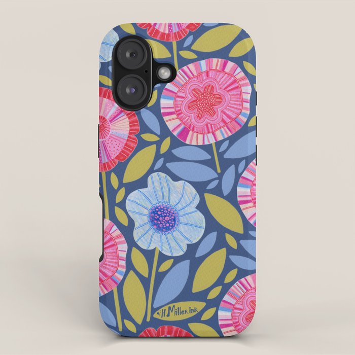 Folk Floral Blossoms in Eggplant Purple iPhone Case Gallery Image 1
