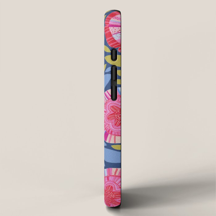 Folk Floral Blossoms in Eggplant Purple iPhone Case Gallery Image 2