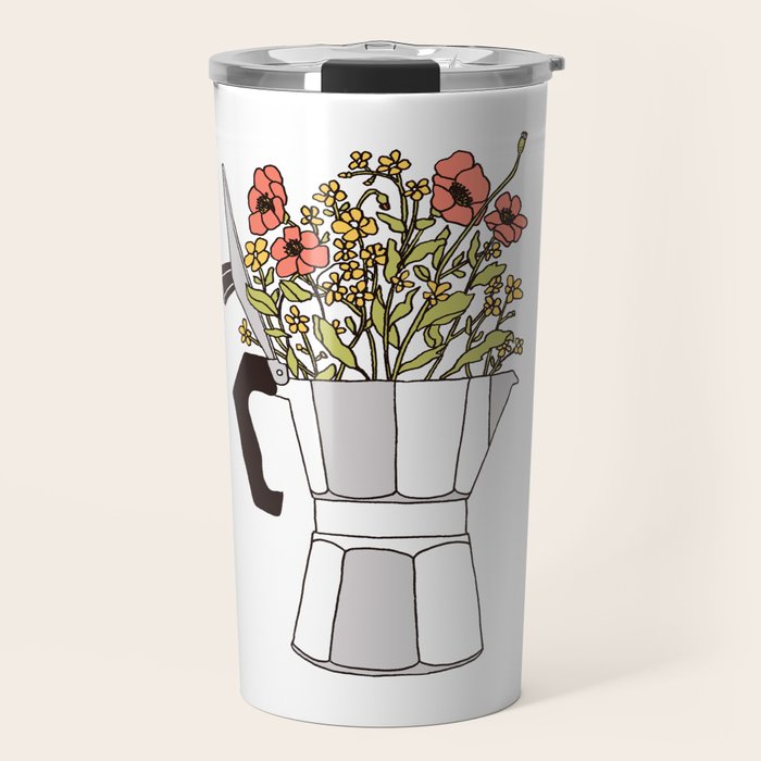 Moka Flowers Travel Mug Gallery Image 1