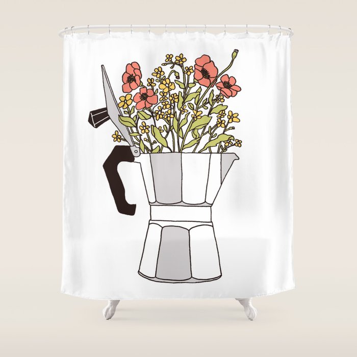 Moka Flowers Shower Curtain Gallery Image 1