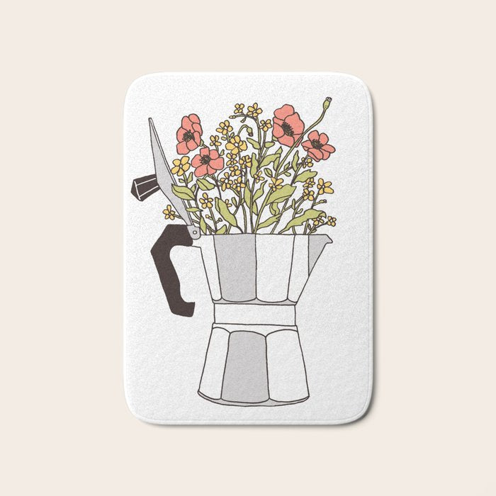 Moka Flowers Bath Mat Gallery Image 1