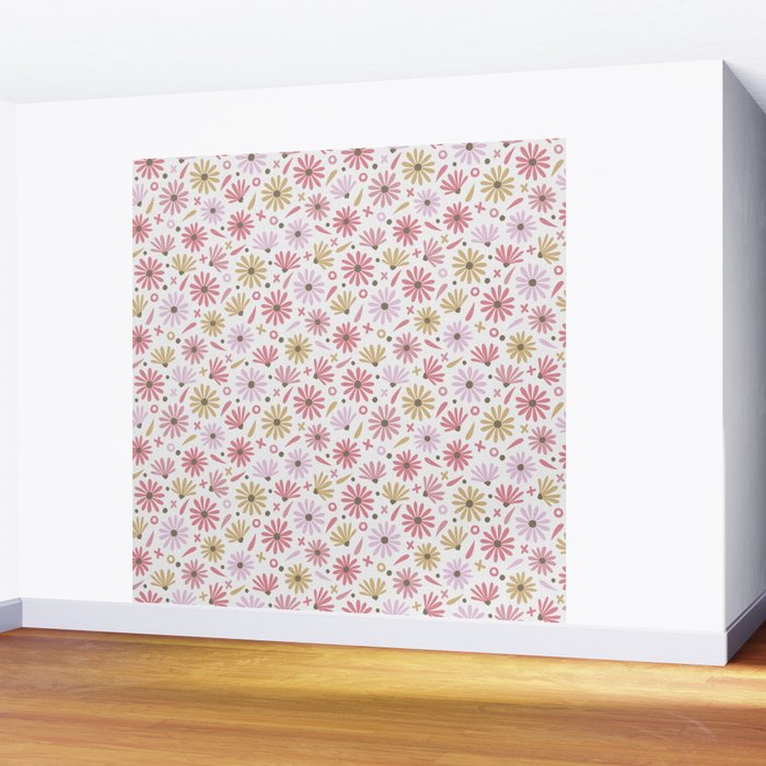 Daisies - Blush & Gold Wall Mural Gallery Image 2