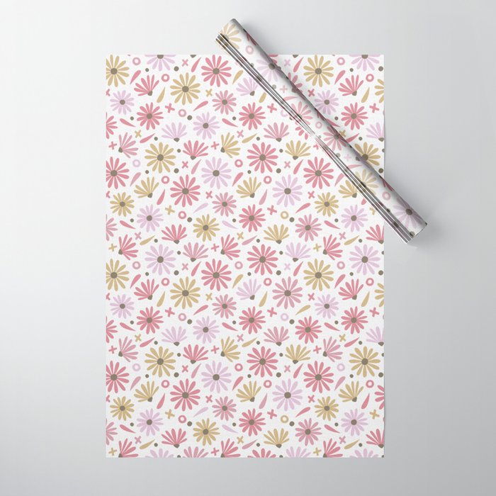 Daisies - Blush & Gold Wrapping Paper Gallery Image 1