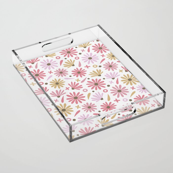 Daisies - Blush & Gold Acrylic Tray Gallery Image 1