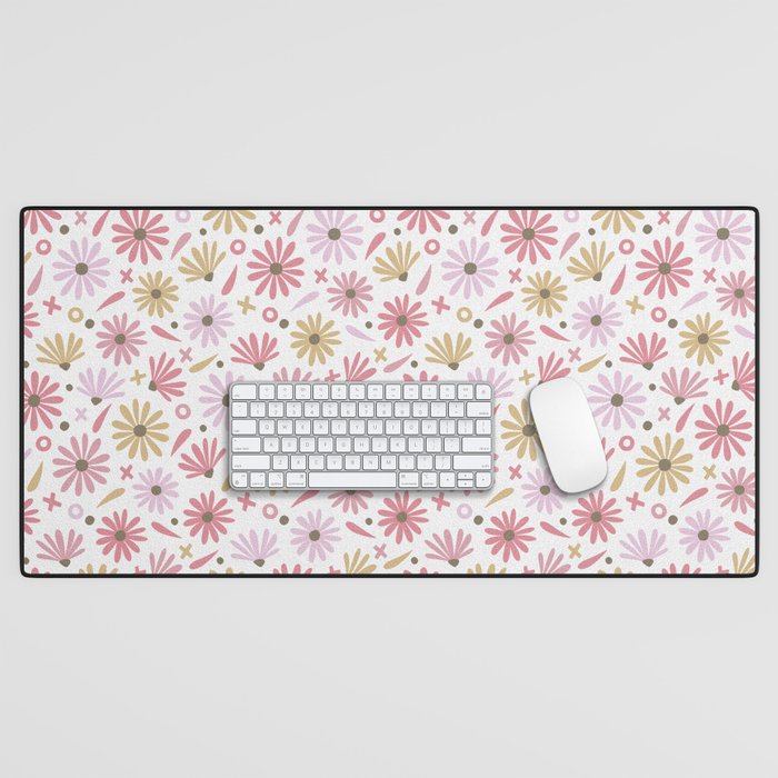 Daisies - Blush & Gold Desk Mat Gallery Image 1