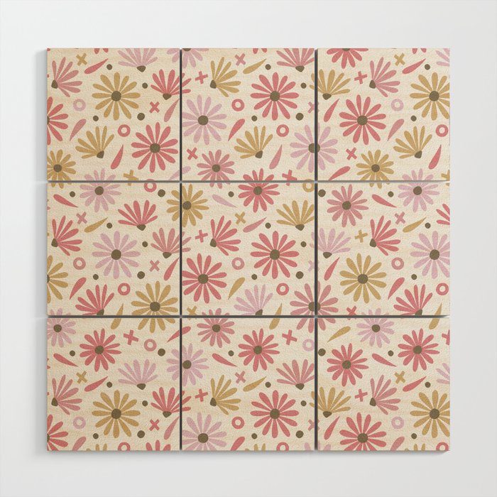 Daisies - Blush & Gold Wood Wall Art Gallery Image 1