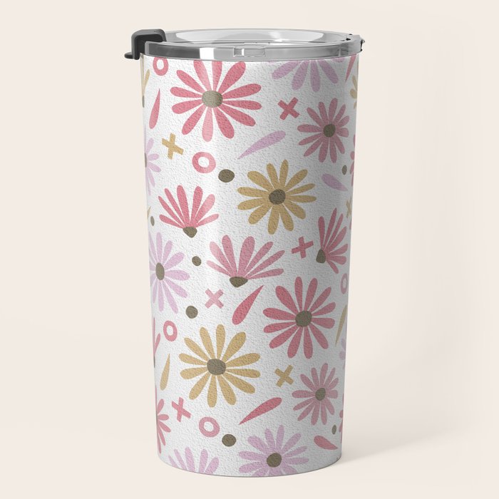Daisies - Blush & Gold Travel Mug Gallery Image 3