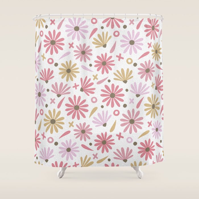 Daisies - Blush & Gold Shower Curtain Gallery Image 1