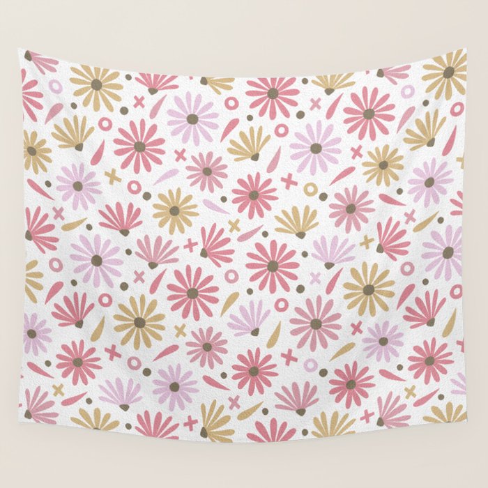 Daisies - Blush & Gold Wall Tapestry Gallery Image 4