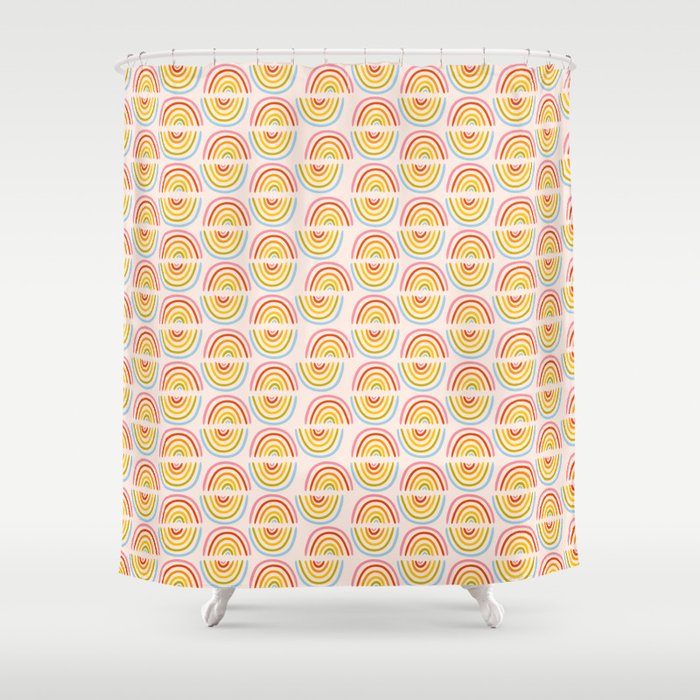 Doodle Rainbow Print Shower Curtain Gallery Image 1