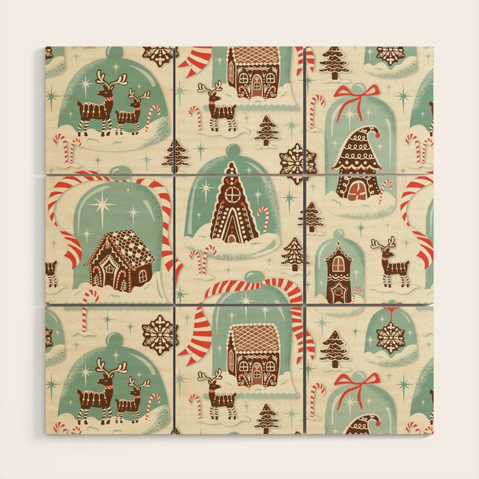 Gingerbread Village Cream Wood Wall Art Gallery Image 1
