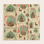 Gingerbread Village Cream Wood Wall Art Gallery Image 1