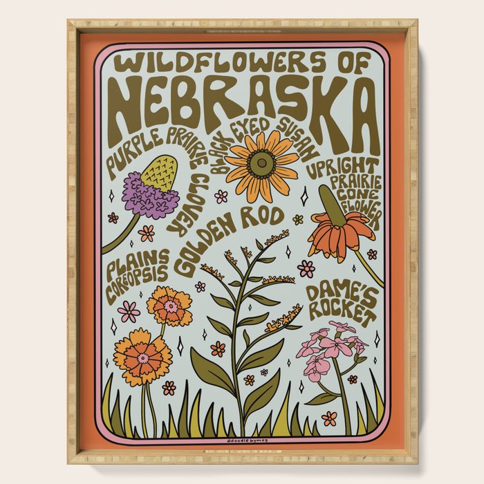 Nebraska Wildflowers Serving Tray Gallery Image 1