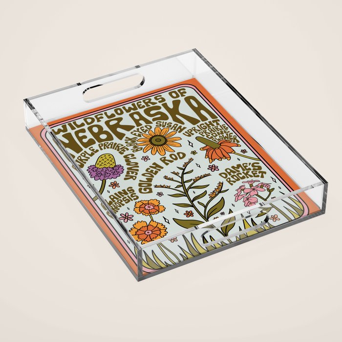 Nebraska Wildflowers Acrylic Tray Gallery Image 1
