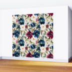Burgundy Navy Cream Floral Watercolor Pattern B Wall Mural Gallery Image 2