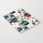 Burgundy Navy Cream Floral Watercolor Pattern B Notebook Gallery Image 2