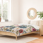 Burgundy Navy Cream Floral Watercolor Pattern B Duvet Cover Gallery Image 2