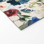 Burgundy Navy Cream Floral Watercolor Pattern B Welcome Mat Gallery Image 2