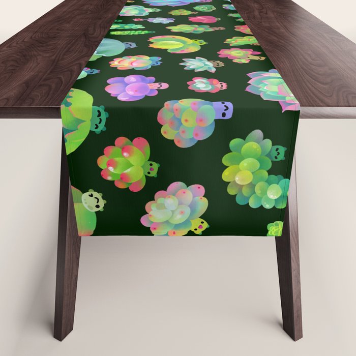 Baby succulent 2 - dark Table Runner Gallery Image 1