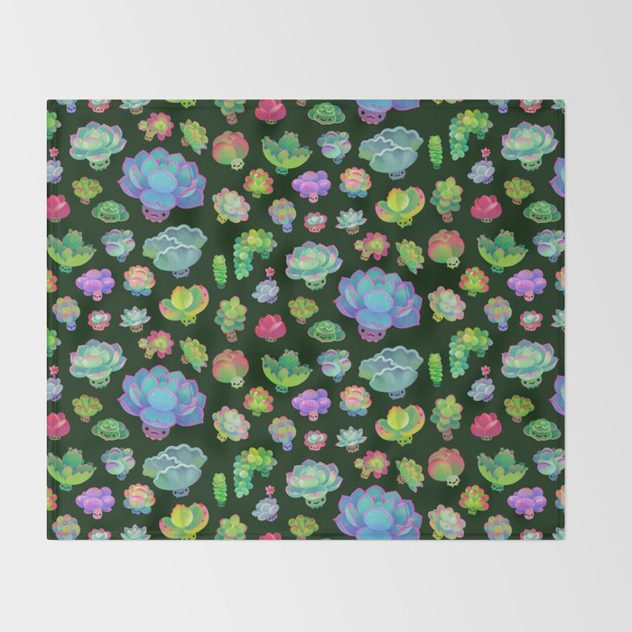 Baby succulent 2 - dark Throw Blanket Gallery Image 2