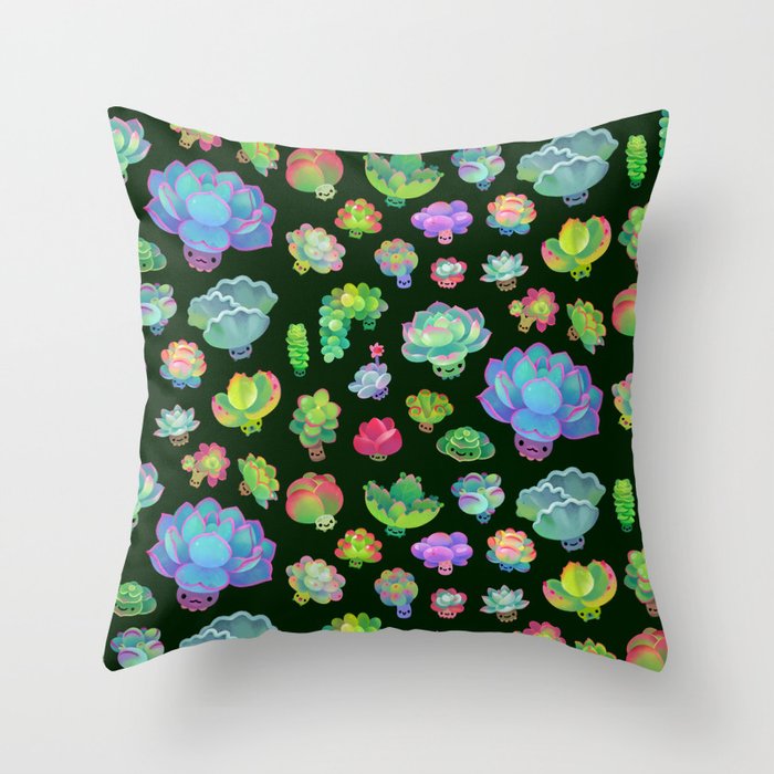 Baby succulent 2 - dark Throw Pillow Gallery Image 1
