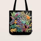 Tropical frogs and plant - black Tote Bag Gallery Image 1