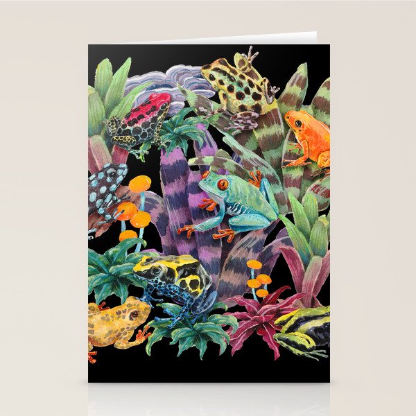 Tropical frogs and plant - black Stationery Card Gallery Image 2